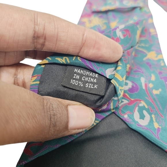Milano | Men's Vintage Multicolored Floral Printed Silk Tie (One Size) - Picture 4 of 12
